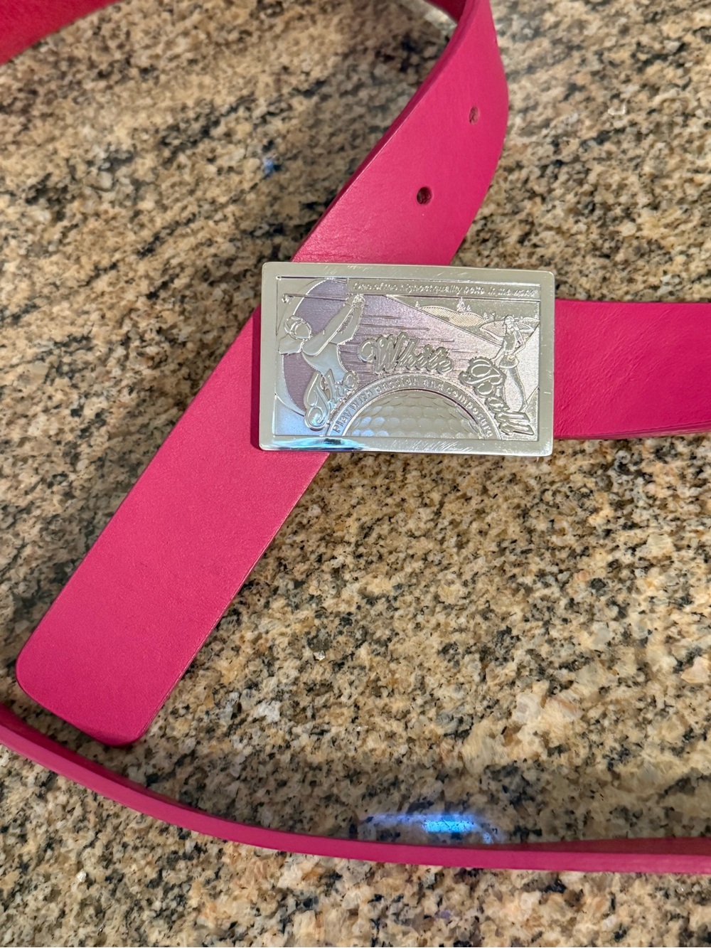 White Barn Hot Pink Leather Belt with Silver Buckle